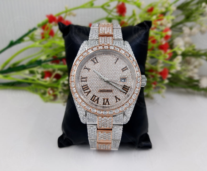 Iced Out Fully VVV Moissanite Diamond Luxury Watch, Hip Hop Buss Down Watch