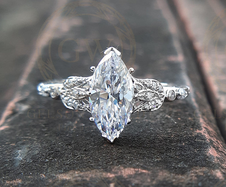 Engagement rings antique, Vintage Art Deco Engagement Ring, Marquise Wedding ring, Filigree Ring for women, Promise Ring, Sterling Silver