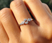 Chic Minimalism: A Unique Moissanite Cluster Pave Ring in Silver and Gold - Embrace Art Deco Style Delicacy