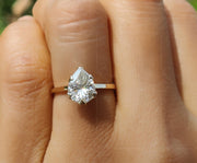 Timeless Beauty: 2 Ct Pear Shaped Moissanite Tulip Setting Ring, a Nature-Inspired Minimalist Engagement Ring