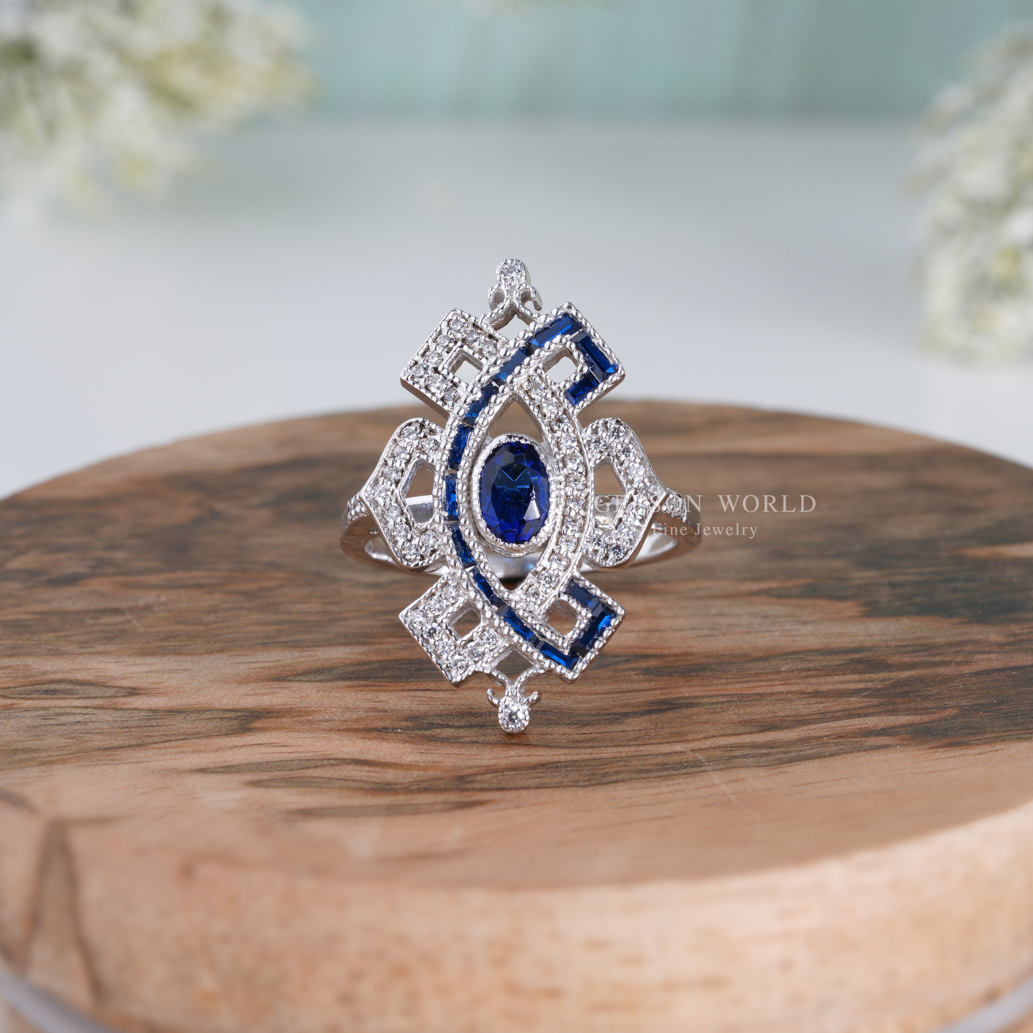 Oval Sapphire Vintage Engagement Ring