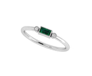 Emerald Elegance: Dainty Baguette May Birthstone Ring for Women - Green Gemstone Stacking Ring, Minimalist Gemstone Jewelry, Simple Delicate Ring