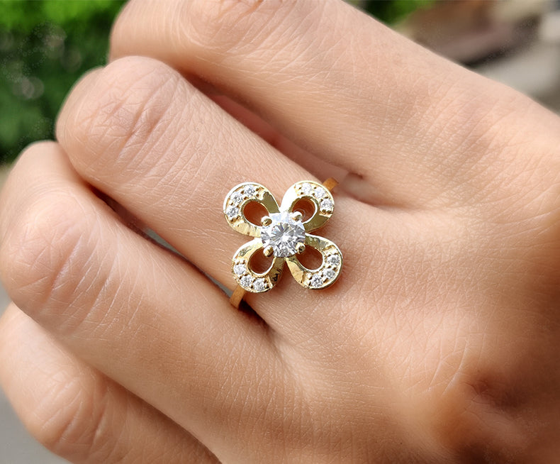 Nature-Inspired Floral Stackable Ring in Silver and Gold - Perfect Promise or Anniversary Gift for Her