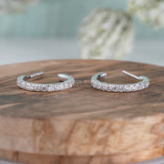 Lab Grown Diamond Open Hoop Earrings, Lab Grown Diamond C Hoop Earrings, C Shaped Earrings For Women, Pave Solid Gold Earrings