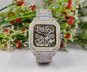 41mm Iced Out Moissanite Diamond Watch, Luxury Hip Hop Buss Down Watch (Yellow)