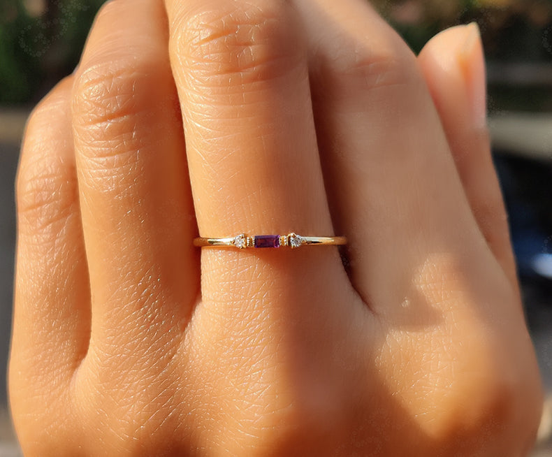 Birthstone Beauty: Stackable Silver and Gold Amethyst Rings for a Minimalist Elegance