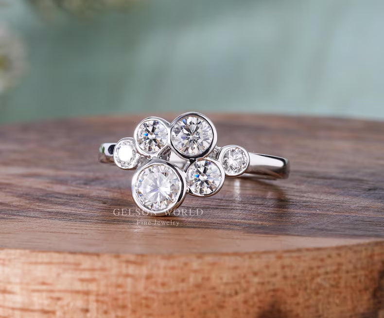 1.20 Ct Round Moissanite Six Stone Anniversary ring