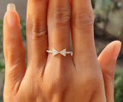 Elevate Your Style with a Gold Arrow Ring: A Silver and Solid Gold Moissanite Stackable Ring, a Geometric and Dainty Minimalist Promise Ring for Women