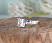 Princess Cut Solitaire Engagement Ring, Princess Cut Moissanite Diamond Ring, Square Stone Ring, Promise Rings For Women, Classic Gold Ring