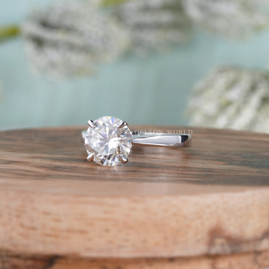 2 Ct Round Moissanite Cathedral solitaire Engagement Ring