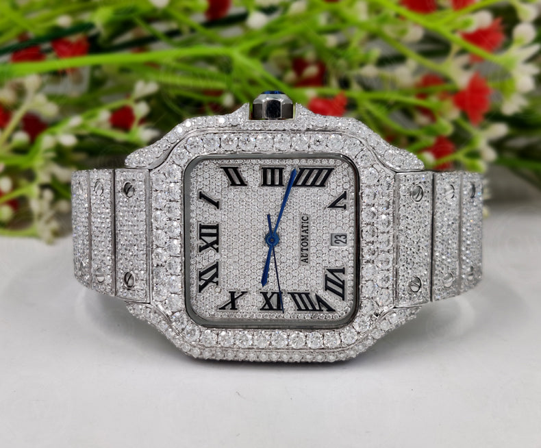 Buss Down VVS Moissanite Diamond Fully Automatic Luxury Watch iced out Hip Hop watches