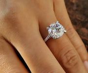 Large Round Moissanite Cocktail Cathedral Engagement Ring / Dinner Ring / Celebrity Inspired Jewelry / Classic Ring / Propose Ring for Her