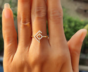 Express Your Love with Viking Rune Symbols: A Unique Silver and Gold Moissanite Ring, Perfect for Stackable Minimalist Rings