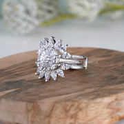 Ring Enhancer white gold, Pear Floral Engagement Ring, Solitaire Ring Enhancer