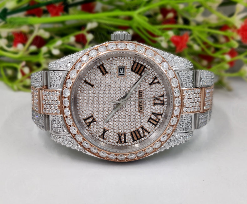 Iced Out Fully VVV Moissanite Diamond Luxury Watch, Hip Hop Buss Down Watch