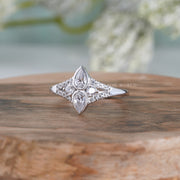 Double Pear Shaped Moissanite Ring, Unique Teardrop Engagement Ring, Split Shank Ring
