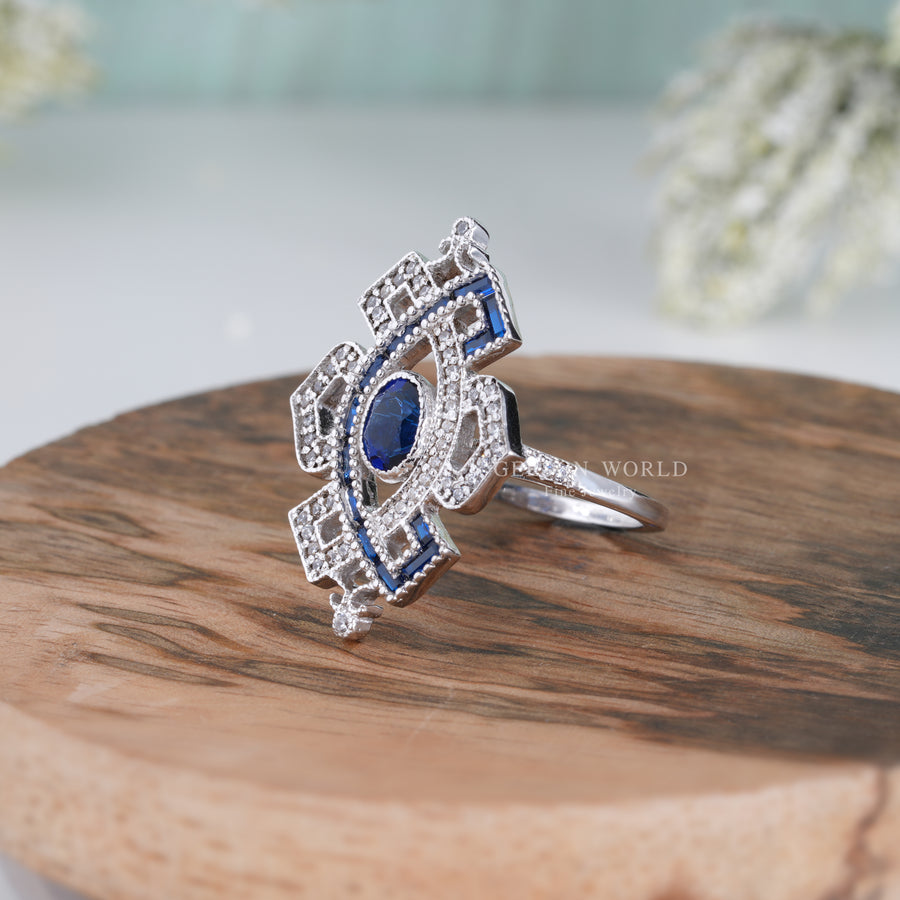 Oval Sapphire Vintage Engagement Ring