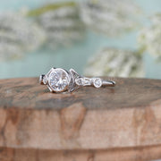 Unique Bezel Set Solitaire Ring, White Gold Promise Ring For Her