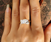 Toi Et Moi Gold Ring / Pear & Princess Moissanite Ring / Two Stone Ring / Moissanite 2 Stone Engagement Ring / Women Wedding Ring