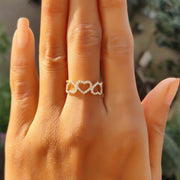 Heart-Shape Moissanite Band - Silver and Gold Stackable Ring - 14k Gold Full Eternity Wedding Ring - Romantic Valentine's Day Gift for Her