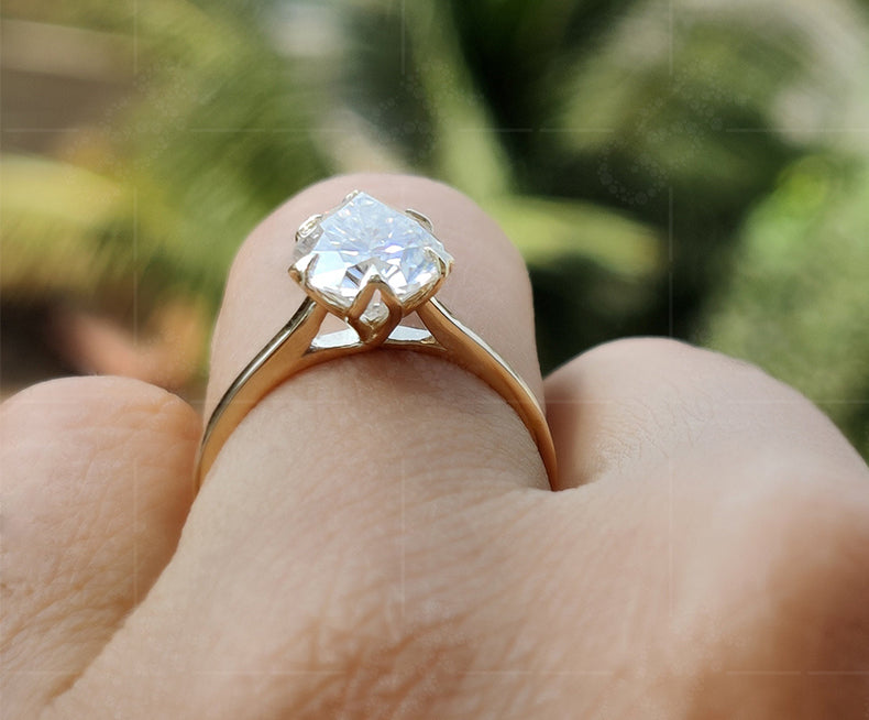 Timeless Beauty: 2 Ct Pear Shaped Moissanite Tulip Setting Ring, a Nature-Inspired Minimalist Engagement Ring