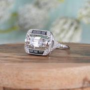 Gothic Moissanite Ring / 925 Sterling Silver Ring