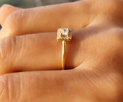 Regal Elegance: Princess Cut Moissanite Ring in Silver and Gold, a Stunning Halo Engagement Ring and Stacking Delight