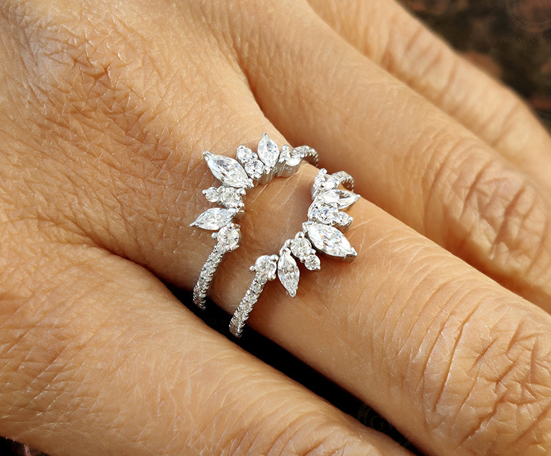 Starburst Solitaire Enhancer , Moissanite Ring Enhancer, Silver Ring Enhancers and Wraps, Moissanite Ring Enhancer, Enhancer Wedding Band