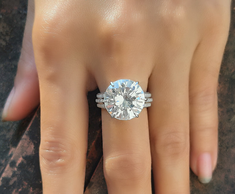 10.50 Tcw Large Round Cocktail Engagement Ring, Dinner Ring, Celebrity Inspired Jewelry, Unique Women Wedding Ring, Propose Ring for Her