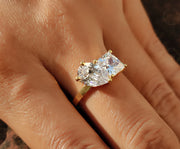 Toi Et Moi Gold Ring / Pear & Princess Moissanite Ring / Two Stone Ring / Moissanite 2 Stone Engagement Ring / Women Wedding Ring