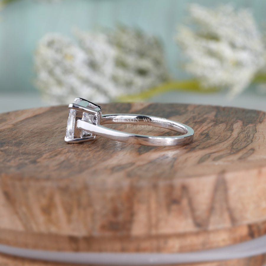 Princess Cut Moissanite Diamond Ring, Square Stone Ring