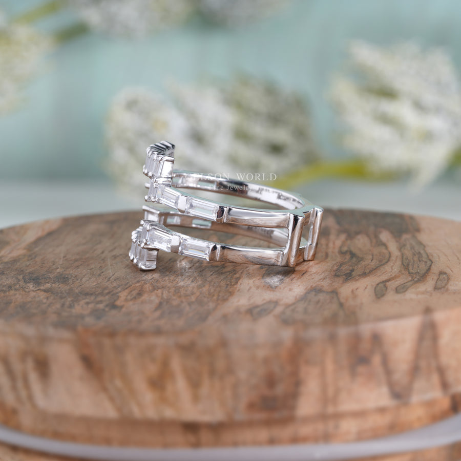 Moissanite Ring Enhancer Square, Engagement Ring Jacket, Baguette Ring Enhancer And Wrap