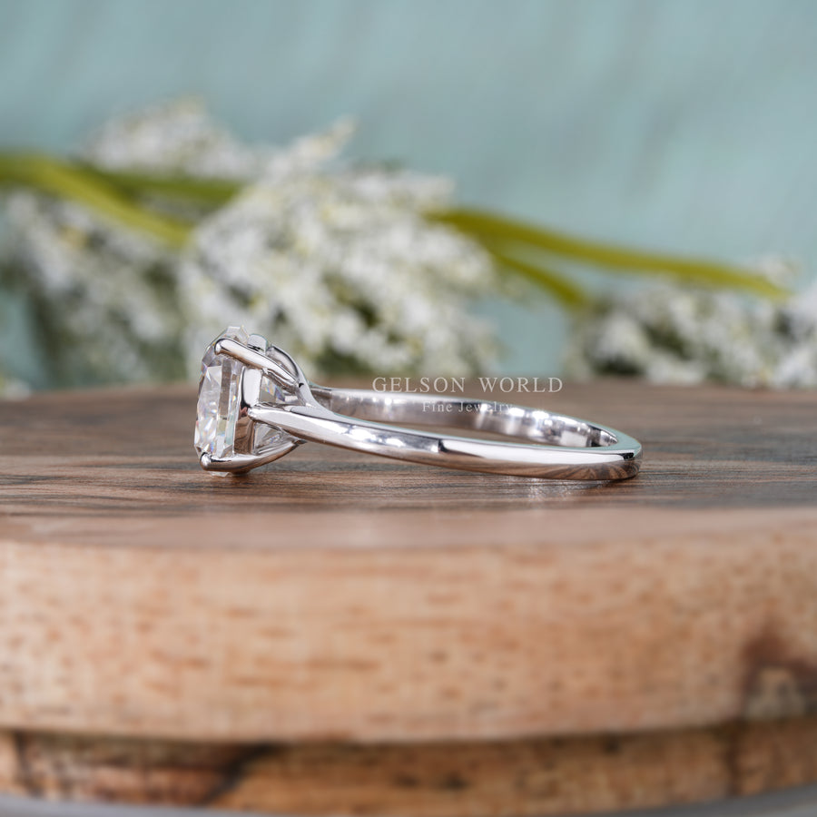 Elongated Old Mine Cut Cushion Cut Ring