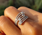 Spiral Round Moissanite Gold Ring: A Captivating Symbol of Love and Elegance, Ideal for Weddings and Anniversaries