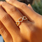 Heart-Shape Moissanite Band - Silver and Gold Stackable Ring - 14k Gold Full Eternity Wedding Ring - Romantic Valentine's Day Gift for Her