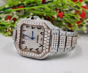 Moissanite Diamond iced out Luxury watches, Fully Automatic Hip Hop Buss Down Watch Two Tone