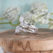 Crown Enhancer Wedding Ring Band, Vintage Women Enhancer Wrap Wedding Ring