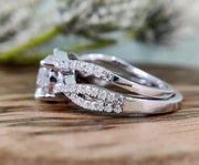 Round Moissanite Twisted Wedding Ring Set, Bridal ring Set, Matching Band, Engagement Ring, Eternity Band, Promise Ring, Sterling Silver
