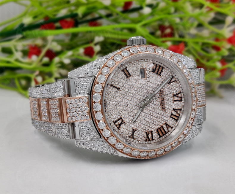 Iced Out Fully VVV Moissanite Diamond Luxury Watch, Hip Hop Buss Down Watch