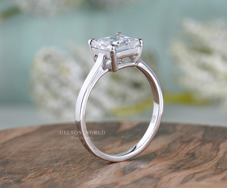 Princess Cut Solitaire Engagement Ring, Princess Cut Moissanite Diamond Ring, Square Stone Ring, Promise Rings For Women, Classic Gold Ring