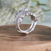 Ring Jacket and Engagement Ring, Art Deco Wedding Ring Enhancer Set, wrap guard band
