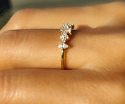 Multi Stone Moissanite Ring - Dainty Stacking Gold and Silver Band