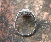 Edwardian Emerald Ring, May Birthstone Engagement Ring, Art Deco Milgrain Ring, Vintage Estate Rings For Women, Unique Green Gemstone Ring