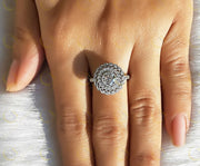 Moissanite Edwardian Ring, Big Cocktail Ring, Vintage Filigree Ring, Art Deco Engagement Ring, White Gold Vintage Ring, Unique Rings Women