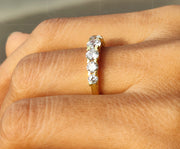 7 Stone Moissanite Wedding Ring - Round Moissanite Anniversary Band in Silver and Gold - U Prong Stackable Ring