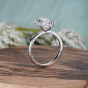 Moissanite Marquise Cut Hidden Halo Ring, Promise Rings For Women, 14K White Gold Ring