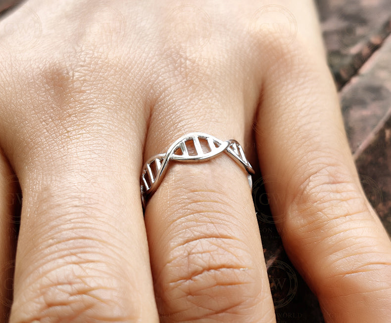 DNA Chemistry Molecule Rings Double Helix Ring Minimalist Ring, 14k Gold Ring, Stacking Rings, Minimalist Ring For Women, Open ring Design