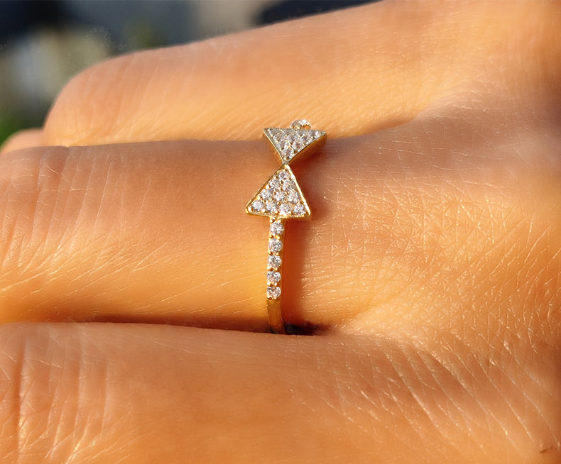 Elevate Your Style with a Gold Arrow Ring: A Silver and Solid Gold Moissanite Stackable Ring, a Geometric and Dainty Minimalist Promise Ring for Women