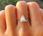 Triangle Solitaire Moissanite Engagement Ring - Silver and White Gold Minimalist Wedding Band - Dainty Gold Ring for Women