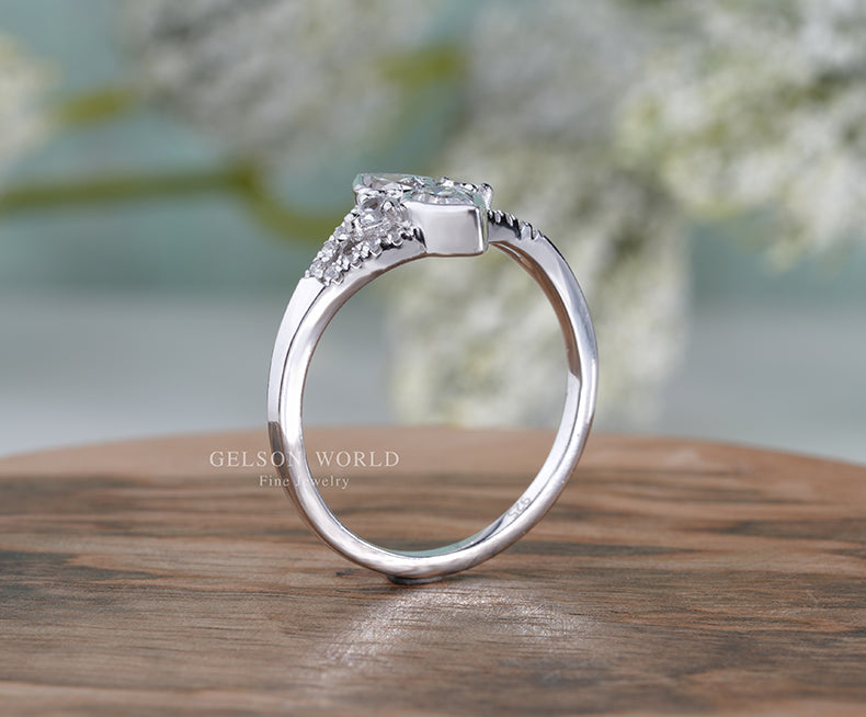 Double Pear Shaped Moissanite Ring, Unique Teardrop Engagement Ring, Split Shank Ring, Promise Rings For Women, Inspired By Tear Of Two Eye